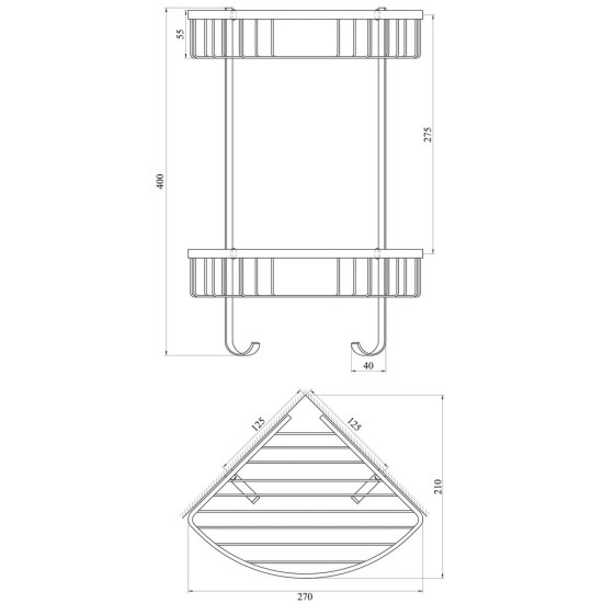 Полка двойная угловая TOPAZ 4124