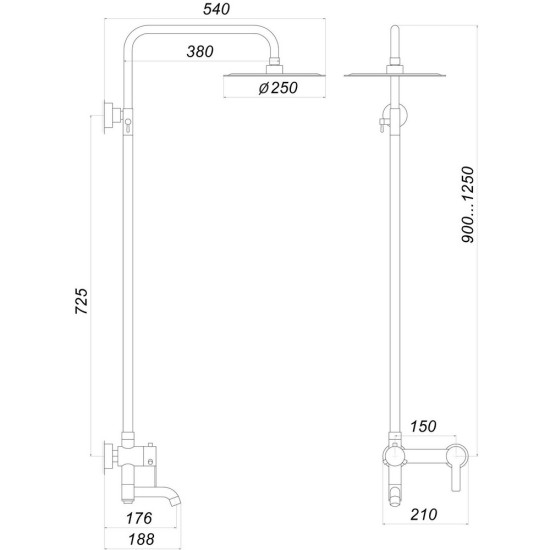 Душевая система Globus Lux ALPEN SBT1-SH-02