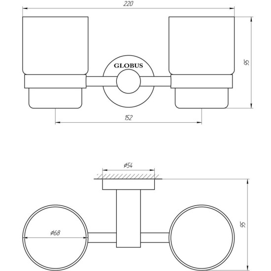 Стакан двойной Globus Lux BS8428 черный матовый SUS304