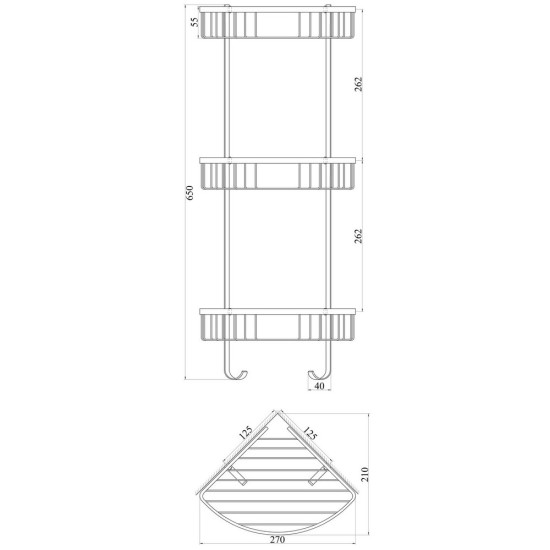 Полка тройная угловая TOPAZ 4134