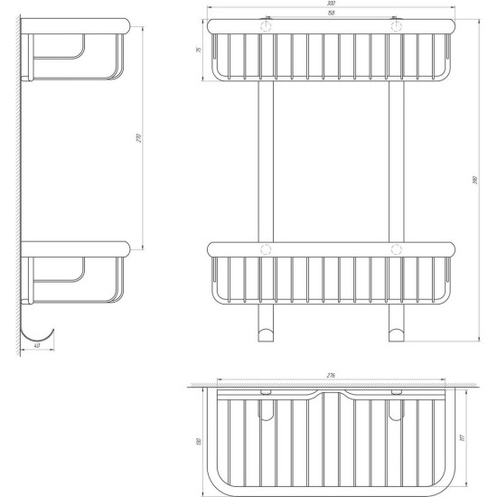 Полка прямая двойная TOPAZ 4102