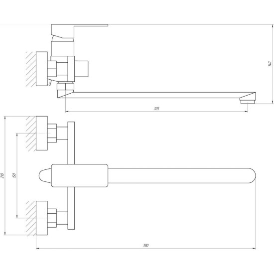 Смеситель для ванны Globus Lux Milano GLM-0208N-11-Graphite