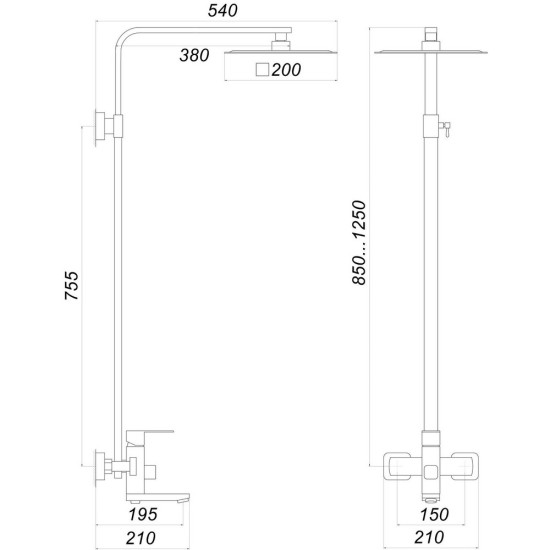 Душевая система Globus Lux Kubus SKU-SH-200