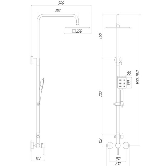 Душевая система Globus Lux ALPEN SBT1-SQ-05-304