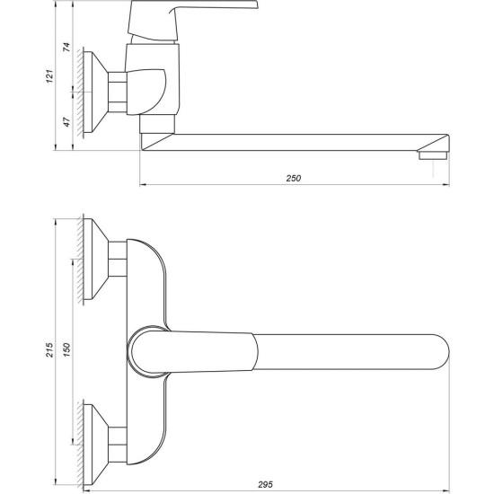 Смеситель для кухни со стены Globus Lux Laguna GLA-0104-10-BB
