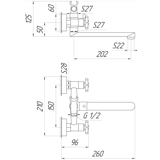 Змішувач для ванни Globus Lux DUKAT SD4-102N