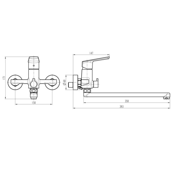 Смеситель для ванны TOPAZ LEXI TL21208-H57-0