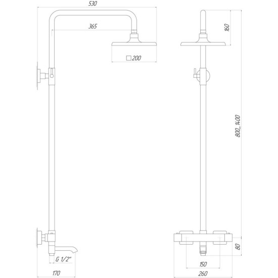 Душевая система Globus Lux Termostatic Q GLM-0041T-BB