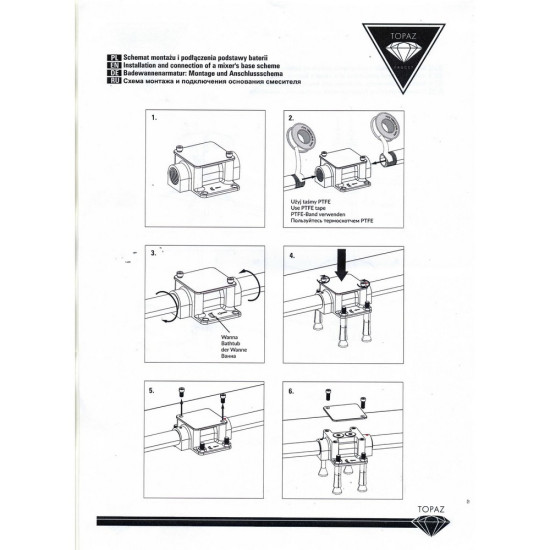Смеситель для ванны TOPAZ BARTS TB 07113-H36