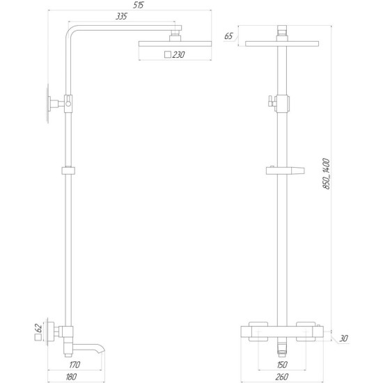 Душевая система Globus Lux Termostatic Q VAN-GLQ-0041T-BB