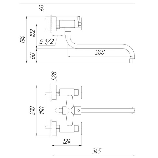 Смеситель для ванны Globus Lux DUKAT SD4-208L
