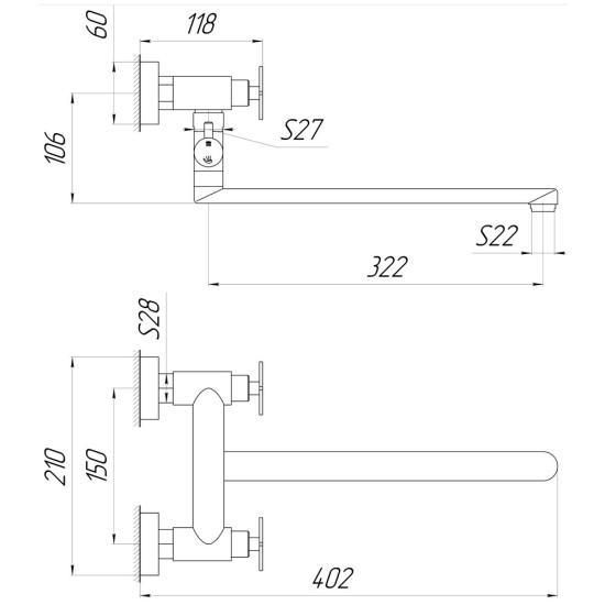 Смеситель для ванны Globus Lux DUKAT-8 SD8-108