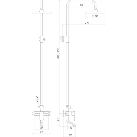 Душевая система Globus Lux ONTARIO DS-006A