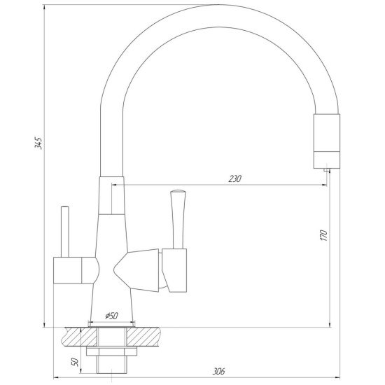 Смеситель для кухни под осмос Globus Lux LAZER GLLR-0903-11-GRAPHITE
