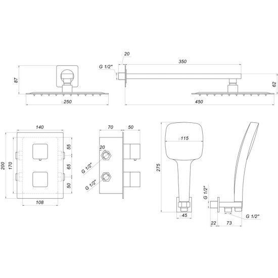Душевая система Globus Lux SMART GLM-405-BB-TT