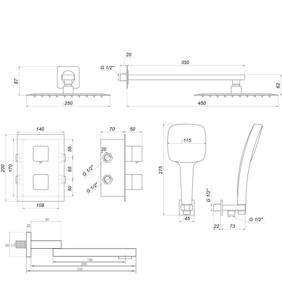 Душевая система Globus Lux SMART GLM-505-BB-TT