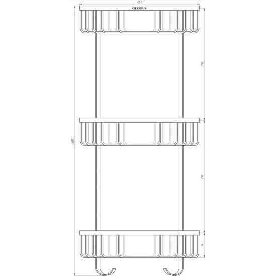 Поличка в душову SS8477-кутова Потрійна НЕРЖ-SUS304-(200*200*600мм)-(Globus Lux)