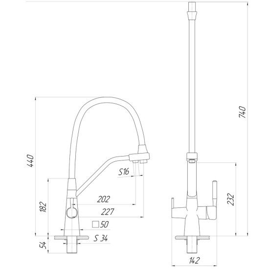 Смеситель для кухни под осмос Globus Lux GLLR-0700-L-10-01