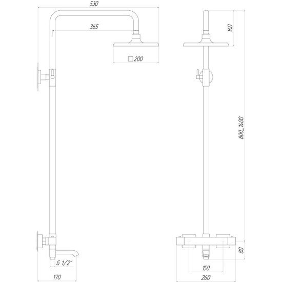 Душевая система Globus Lux Termostatic Q GLM-0041T-BB