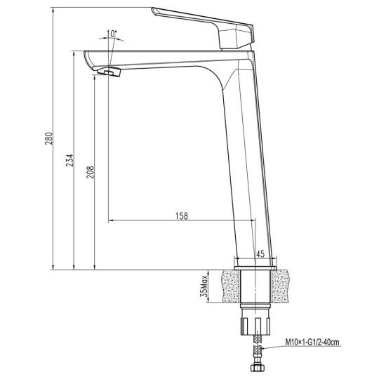 Смеситель для умывальника TOPAZ LEXI  TL 21203-H57