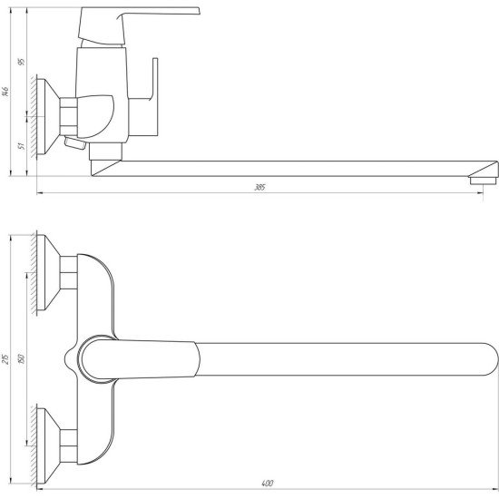 Змішувач для ванни Globus Lux Laguna GLA-0208-10-BB