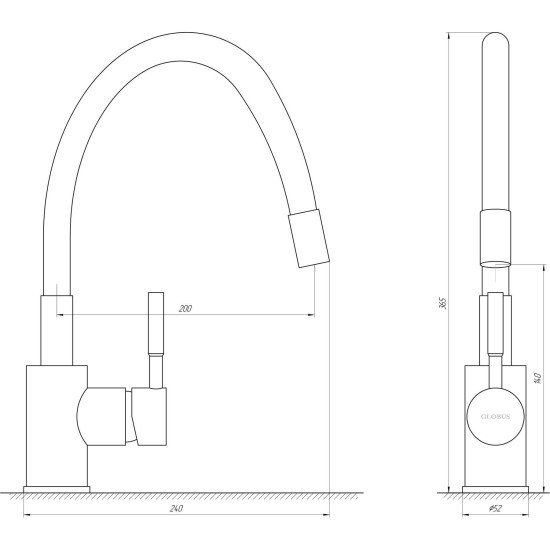 Смеситель для кухни Globus Lux LAZER GLLR-0203S-BG15