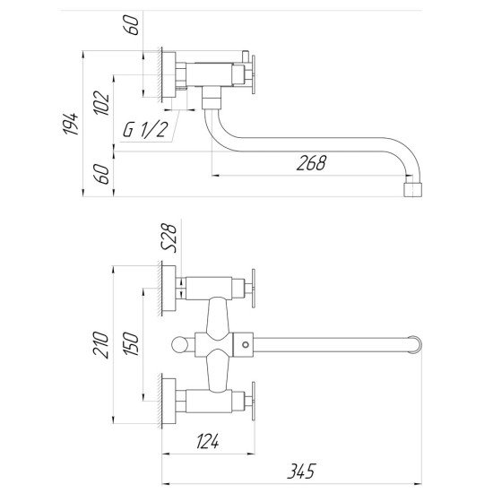 Смеситель для ванны Globus Lux DUKAT-8 SD8-208L