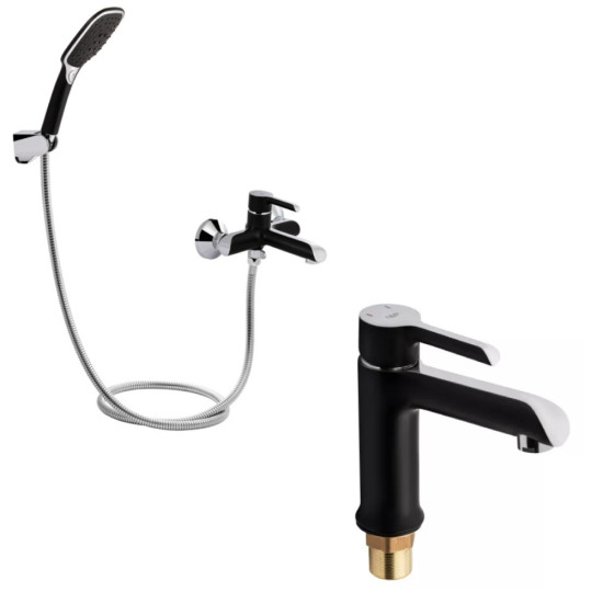 Набор 2в1 Qtap Grand (c душевым гарнитуром) QTGRABCR006 Chrome/Black + Qtap Grand QTGRABCR001F Chrome/Black