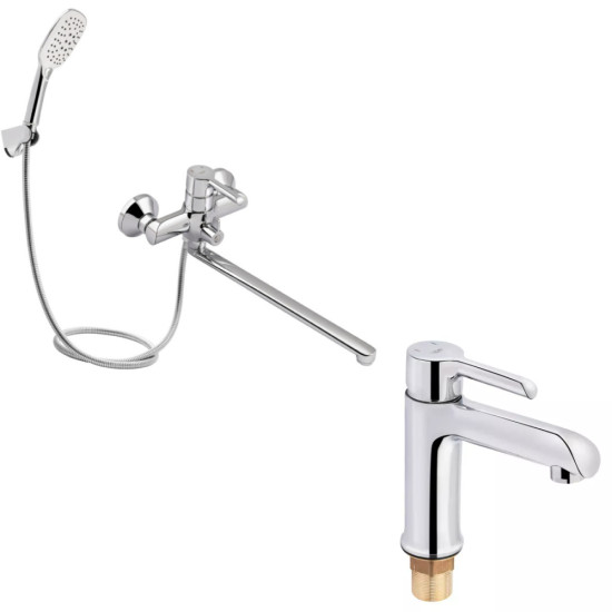 Набор 2в1 Qtap Grand с поворотным изливом (c душевым гарнитуром) QTGRACRM005 Chrome + Qtap Grand QTGRACRM001F Chrome