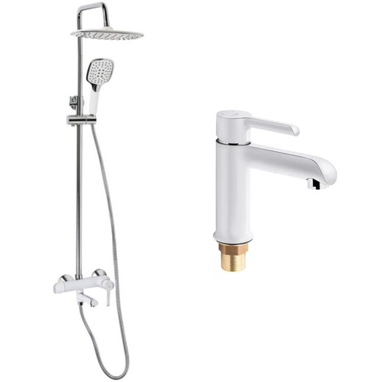 Набор 2в1 Qtap Grand на три потребителя (с изливом) QTGRAWCR1004 Chrome/White + Qtap Grand QTGRAWCR001F White