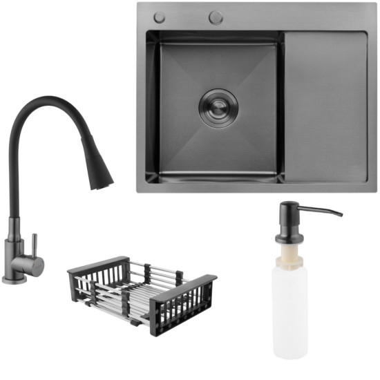 Набор 3в1 Kroner KRP Schwarze - 6350LHM PVD (3.0/1.0 мм) + Kroner KRP Edelstahl Klassisch - PVD031BLK + Kroner KRP Spender - 026