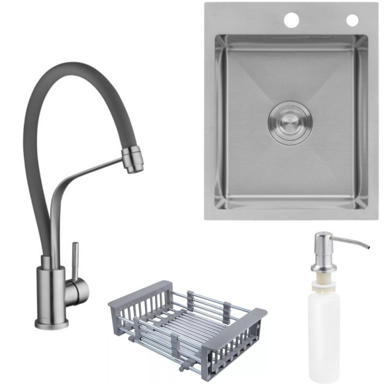 Набор 3в1 Kroner KRP Gebürstet - 4050HM (3.0/1.0 мм) + Kroner KRP Edelstahl Klassisch - ESG03593GRA + Kroner KRP Spender - 016