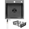 Комплект мойка для кухни интегрированная Kroner KRP Schwarze - 4545HM PVD с корзиной для сушки и дозатором