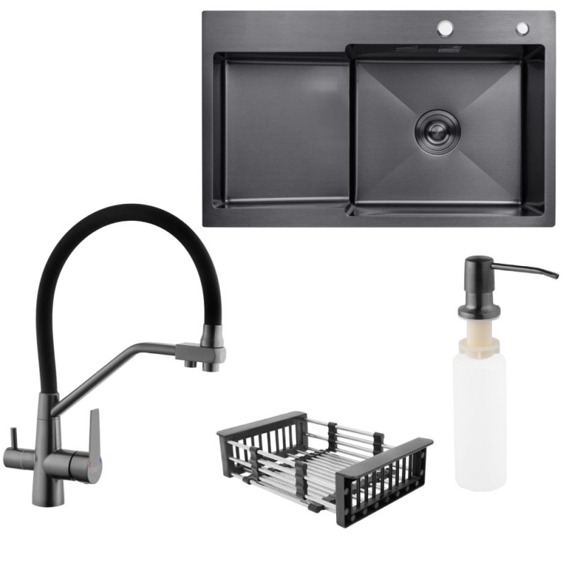 Набор 3в1 Kroner KRP Schwarze - 7848RHM PVD (3.0/1.0 мм) + Kroner KRP Spender - 026 + Kroner KRP Edelstahl Klassisch - PVD03817BLK