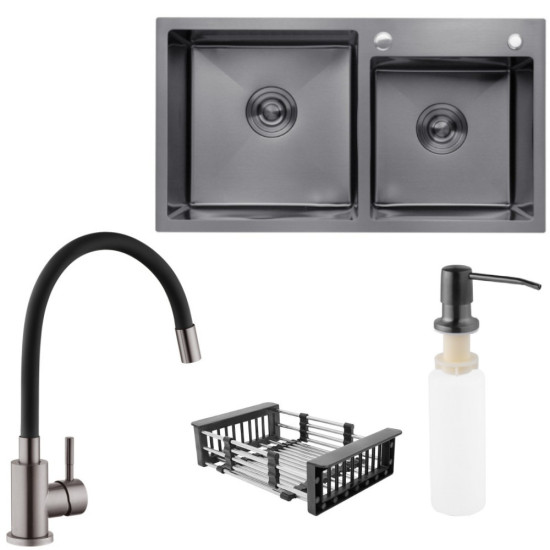 Набор 3в1 Kroner KRP Edelstahl Klassisch - PVD035BLK + Kroner KRP Schwarze - 7843ZHM PVD (3.0/1.0 мм) + Kroner KRP Spender - 026