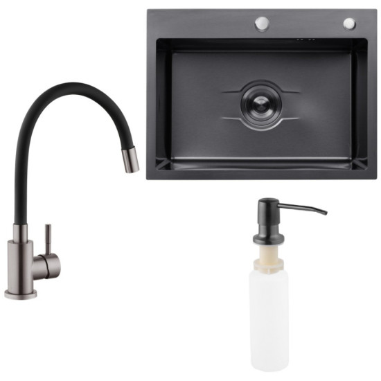 Набор 3в1 Kroner KRP Edelstahl Klassisch - PVD035BLK + Kroner KRP Derby - 6050HM PVD (2,5/0,5 мм) + Kroner KRP Spender - 026
