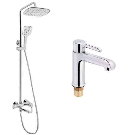 Набор 2в1 Qtap Grand на три потребителя (с изливом) QTGRACRM1004 Chrome + Qtap Grand QTGRACRM001F Chrome