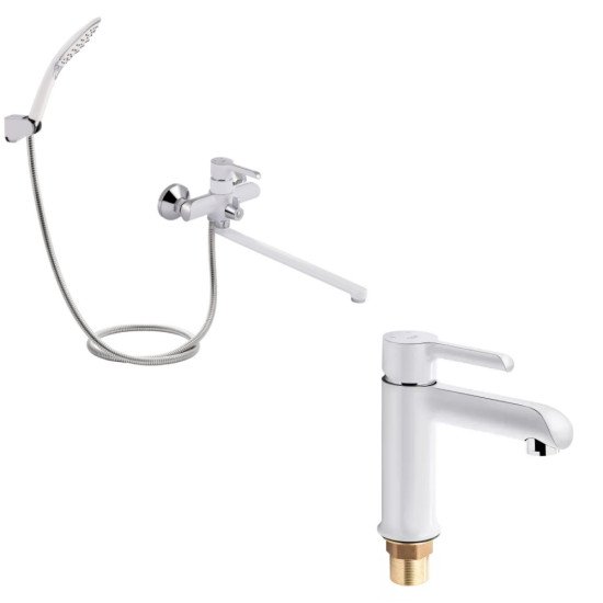 Набор 2в1 Qtap Grand с поворотным изливом (c душевым гарнитуром) QTGRAWCR005 Chrome/White + Qtap Grand QTGRAWCR001F White