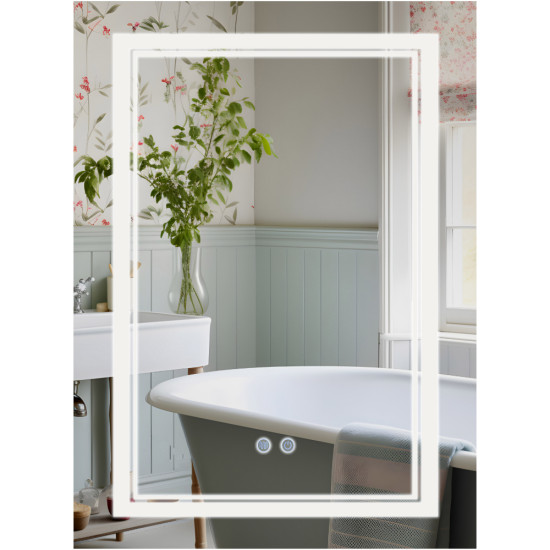Дзеркало Qtap Cardinal 600х800 з LED-підсвічуванням Touch, з антизапотіванням, з димером, рег. темп. кольору (3000-6500K) QT0478C6080