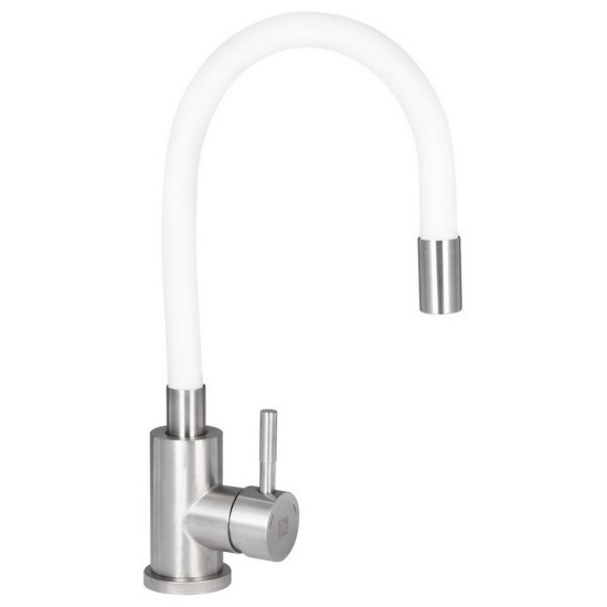 Смеситель для кухни Lidz Aria 015F3 с гибким изливом (k35) LDARI015F3WHI43362 White / Nickel