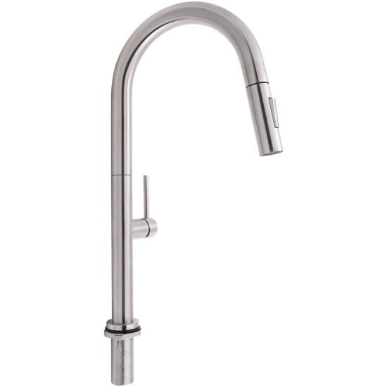 Смеситель для кухни Qtap Lenicka с выдвижным изливом QTLEN9138103UN Brushed Nickel PVD