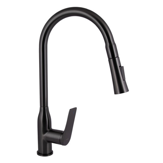 Смеситель для кухни Qtap Vlasta New с выдвижным изливом QTVLA344GMB45647 Gunmetal Black PVD