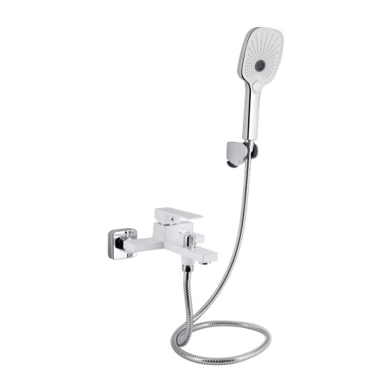 Смеситель для ванны Qtap Gemini (c душевым гарнитуром) QTGEM259CRW45683 Chrome/White