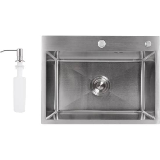 Мийка для кухні інтегрована Lidz Handmade H5843 Brushed Steel 3,0/1,0 мм LDH5843BRU49442