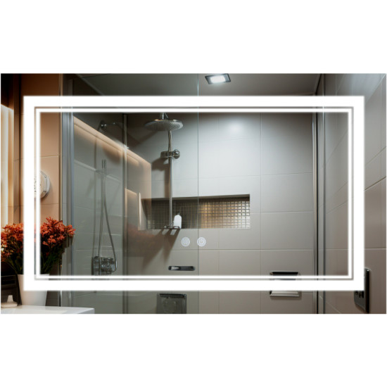 Дзеркало Qtap Cardinal (CA1) 800х500 з LED-підсвічуванням Touch, з антизапотіванням, з димером, рег. темп. кольору (3000-6500K) QT0478C5080