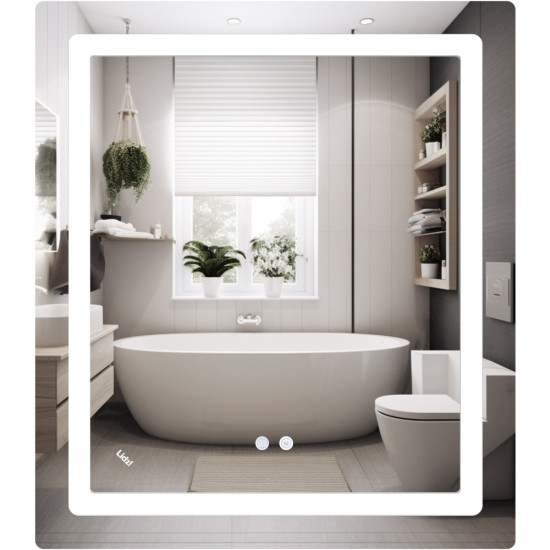Дзеркало Lidz Kubis 700х800 з LED-підсвічуванням Touch, з антизапотіванням, з димером, рег. яскравості LD78LF904708048447