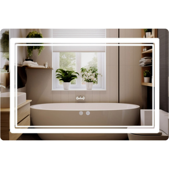 Дзеркало Qtap Cardinal (CA2) 800х600 з LED-підсвічуванням Touch, з антизапотіванням, з димером, рег. темп. кольору (3000-6500K) QT0478C806048457