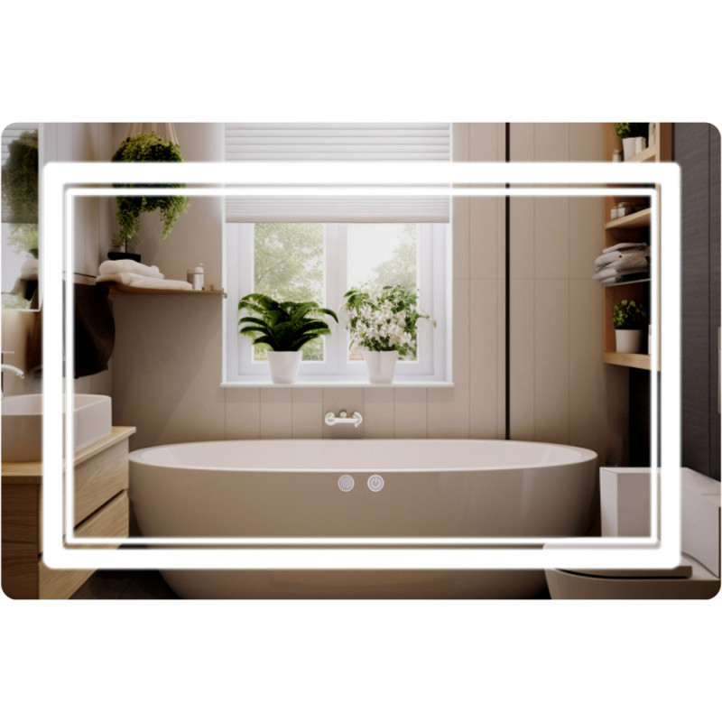 Дзеркало Qtap Cardinal (CA2) 800х600 з LED-підсвічуванням Touch, з антизапотіванням, з димером, рег. темп. кольору (3000-6500K) QT0478C806048457