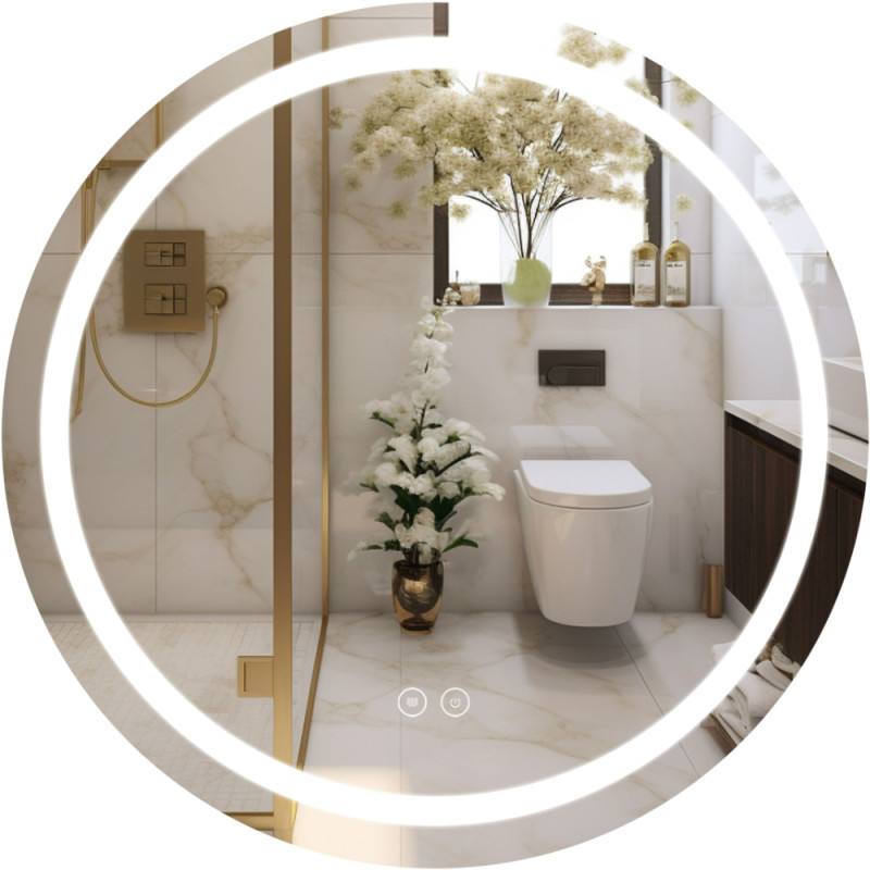 Зеркало Qtap Mideya (MI6) R700 с LED-подсветкой Touch, с антизапотеванием, диммером, рег. яркости QT2078NCR7070W