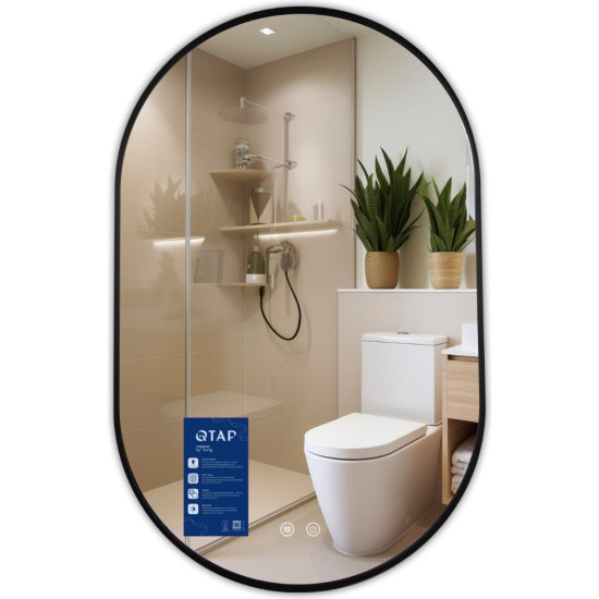 Дзеркало Qtap Scorpio (SC1) з LED-підсвічуванням Touch, з антизапотіванням, з димером, рег. темп. кольору (3000-6500K) Black QTSC500800